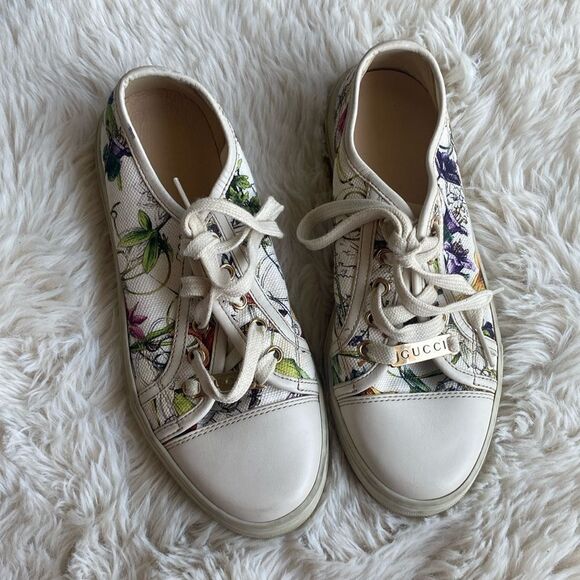 Gucci Floral Print Trainer Tennis Shoes - Picture 1 of 10